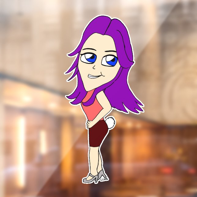 Chibi-Mädchen mit sonnigen Schwänzen Fensteraufkleber (Blatt 2)