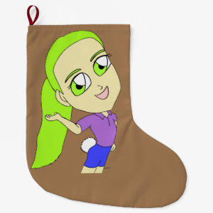 Chibi-Mädchen mit sonnigen Schwänzen Großer Weihnachtsstrumpf
