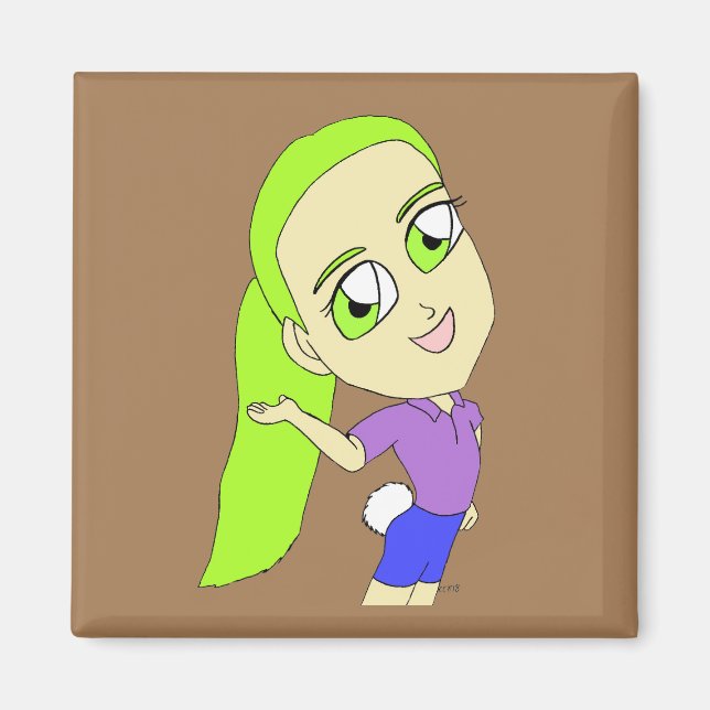 Chibi-Mädchen mit sonnigen Schwänzen Magnet (Vorne)