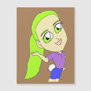 Chibi-Mädchen mit sonnigen Schwänzen Magnetkarte