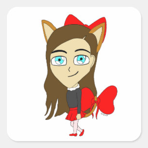 Chibi-Mädchen Quadratischer Aufkleber