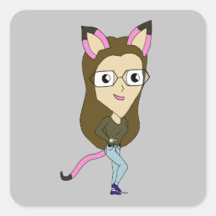 Chibi-Mädchen Quadratischer Aufkleber