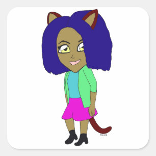 Chibi-Mädchen Quadratischer Aufkleber
