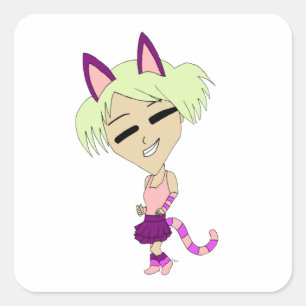 Chibi-Mädchen Quadratischer Aufkleber