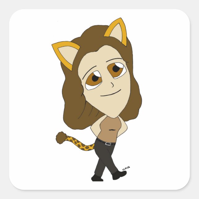 Chibi-Mädchen Quadratischer Aufkleber (Vorderseite)
