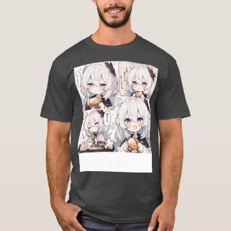 Chibi-Mädchen versucht, Essen zu essen T-Shirt
