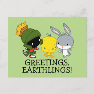 Chibi MARVIN THE MARTIAN™, TWEETY™ & BUGS BUNNY™ Postkarte
