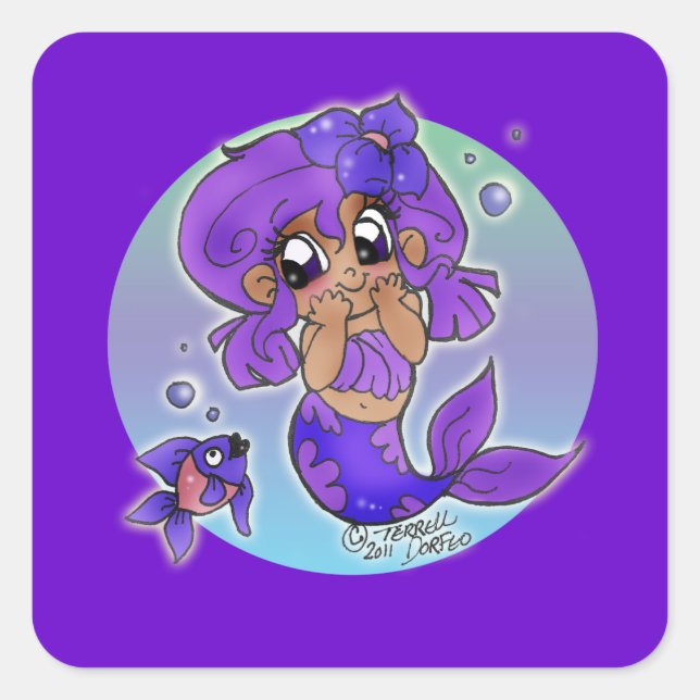 Chibi Mermaid Sticker (Vorderseite)