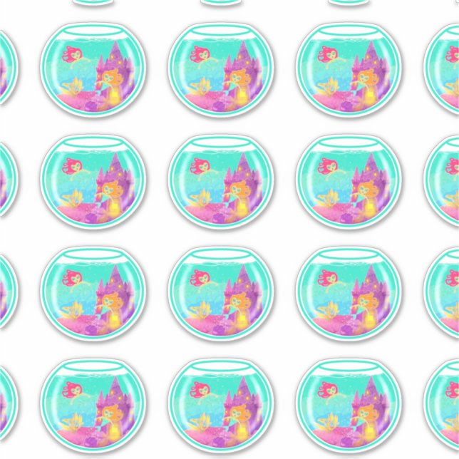 Chibi Mermaids (Blatt) Konturaufkleber Aufkleber (Vorderseite)