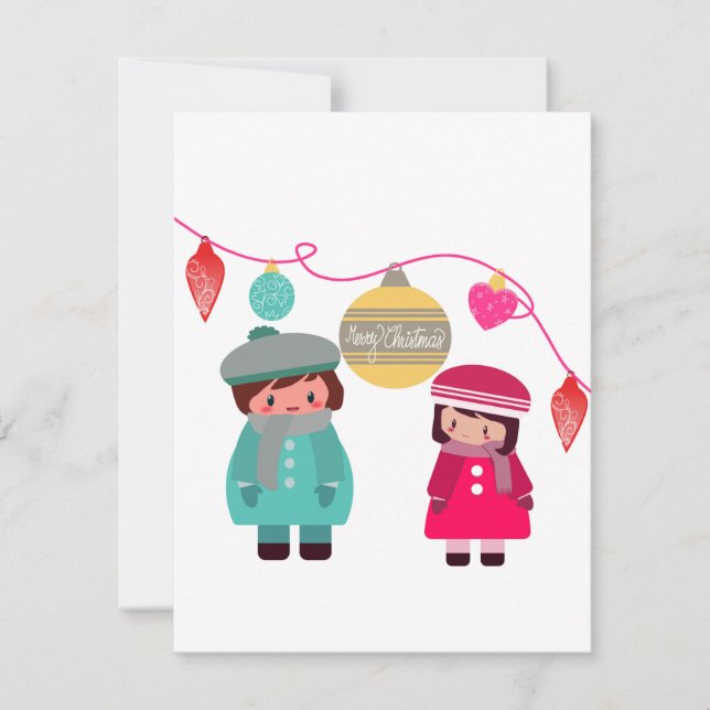 Chibi Merry Weihnachtskarte Feiertagskarte (Vorderseite)