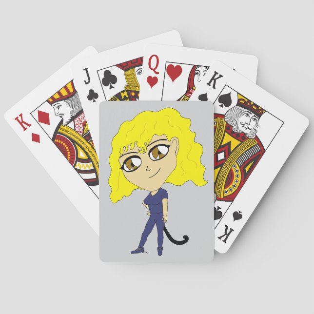 Chibi mit einem katzenähnlichen Schwanz Spielkarten (Rückseite)