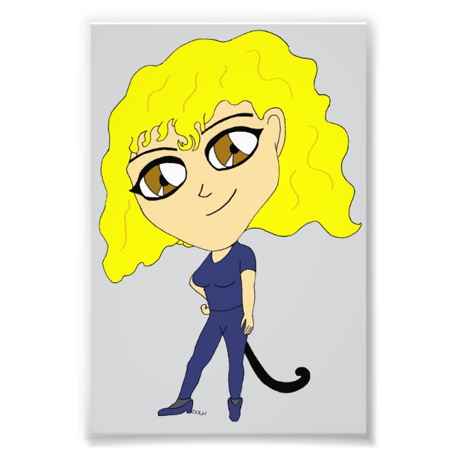 Chibi mit einer Katze wie Schwanz Fotodruck (Vorne)