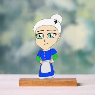 Chibi Mrs. Claus blue Anzug Acrylschild