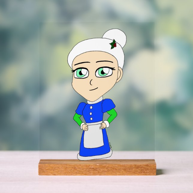 Chibi Mrs. Claus blue Anzug Acrylschild (Neutral)