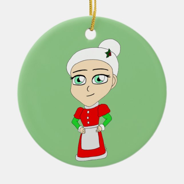 Chibi mrs. claus Keramik Ornament (Vorne)