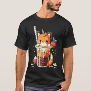 Chibi Niedlich Bubble Tea Fox Boba Tea T-Shirt