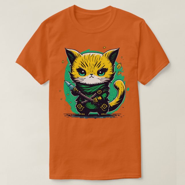 Chibi ninja Munchkin cat T-Shirt (Design vorne)