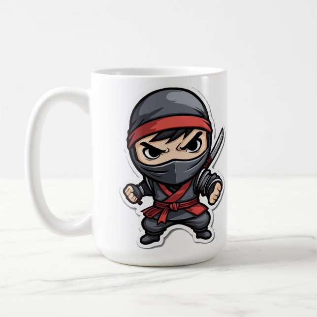 Chibi Ninja Warrior Cartoon - Kampfkünste von Fier Kaffeetasse (Links)