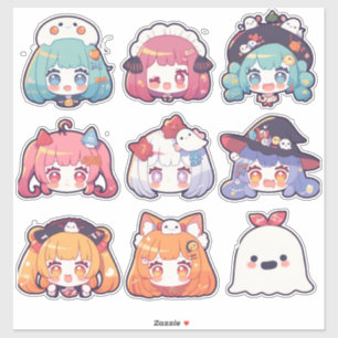 Chibi Pop Art Halloween Custom Cut Vinyl Stickers Aufkleber