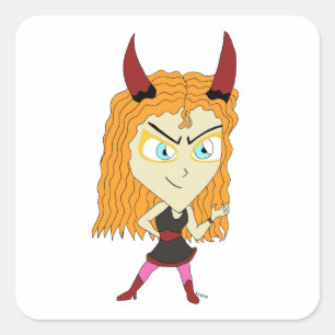 Chibi Quadratischer Aufkleber
