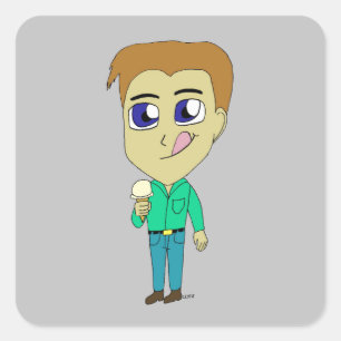 Chibi Quadratischer Aufkleber