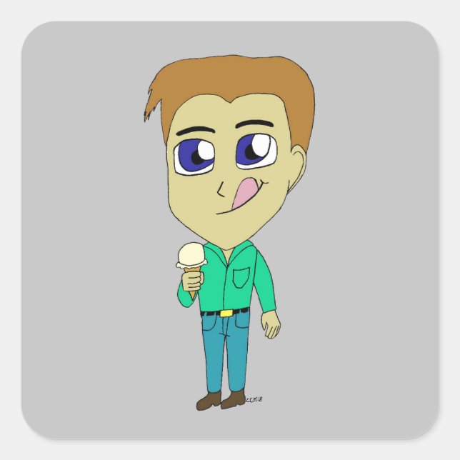 Chibi Quadratischer Aufkleber (Vorderseite)