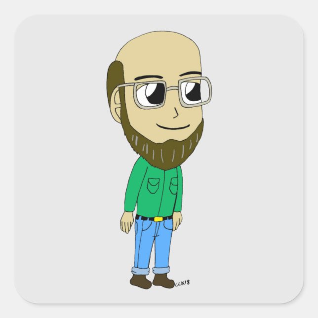 Chibi Quadratischer Aufkleber (Vorderseite)