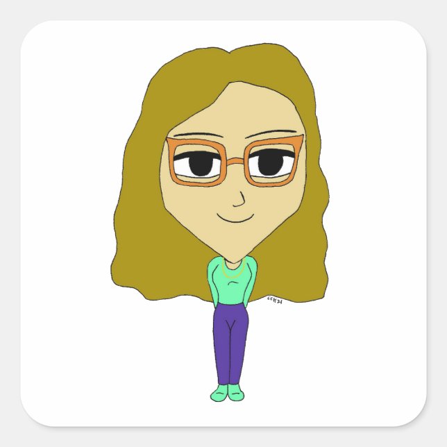 Chibi Quadratischer Aufkleber (Vorderseite)