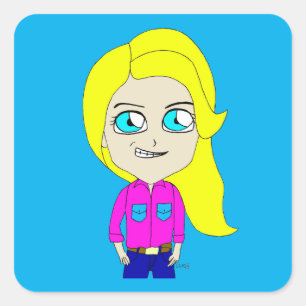 Chibi Quadratischer Aufkleber