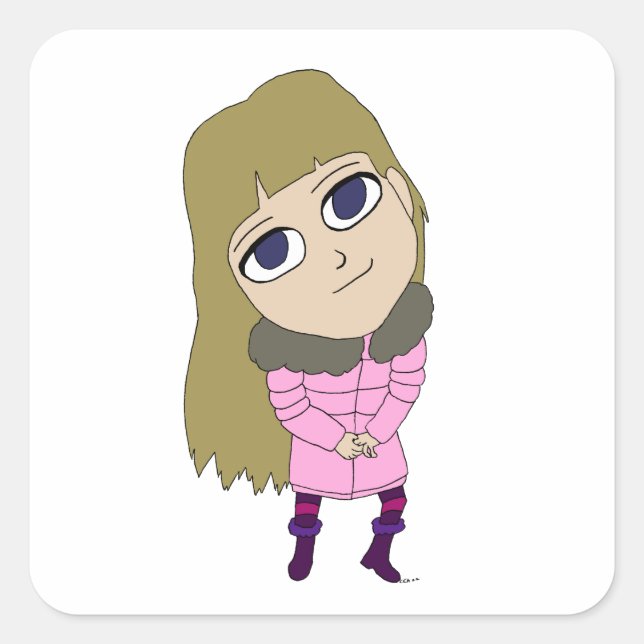 Chibi Quadratischer Aufkleber (Vorderseite)