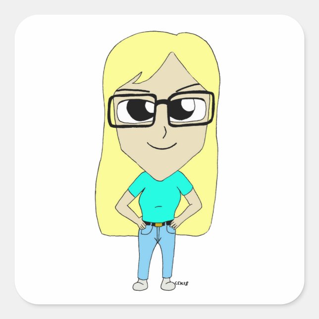 Chibi Quadratischer Aufkleber (Vorderseite)