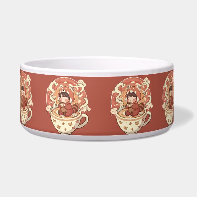 Chibi Red Panda Brew Heat Resistant Oven Mitt Napf (Vorderseite)