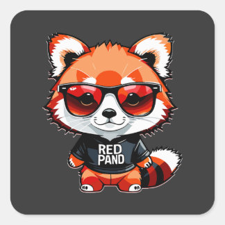 Chibi Red Panda Cub Quadratischer Aufkleber