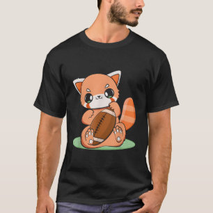 Chibi Red Panda mit Football Sport Anime Otaku T-Shirt