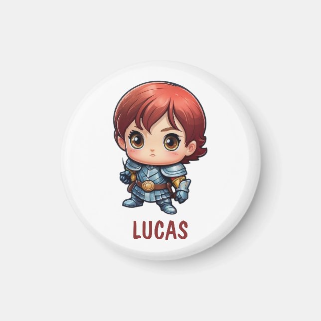 Chibi-Ritter individuell anpassbarer Kinderkühlsch Magnet (Vorne)