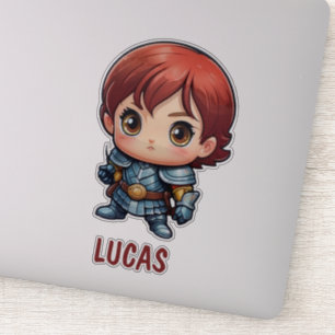 Chibi-Ritter personalisierte Kinder-Schneidefolie Aufkleber