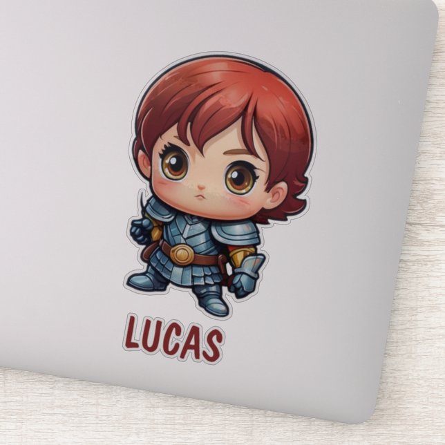 Chibi-Ritter personalisierte Kinder-Schneidefolie  Aufkleber (Detail)