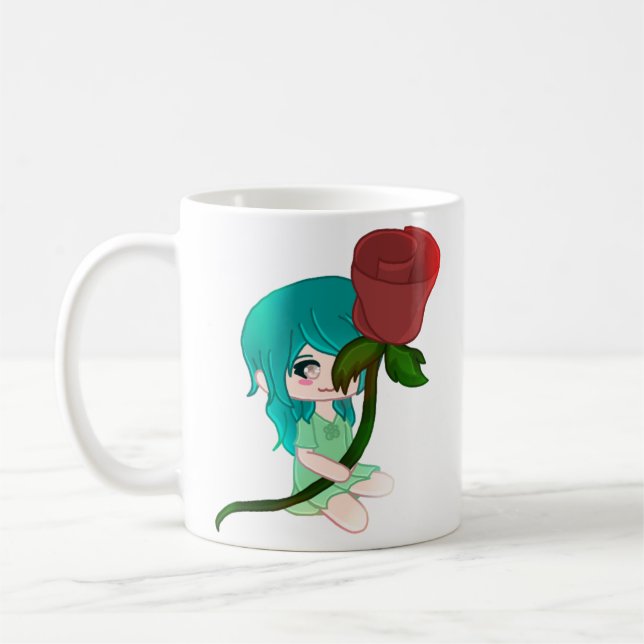 Chibi-Rose mit Rose Kaffeetasse (Links)