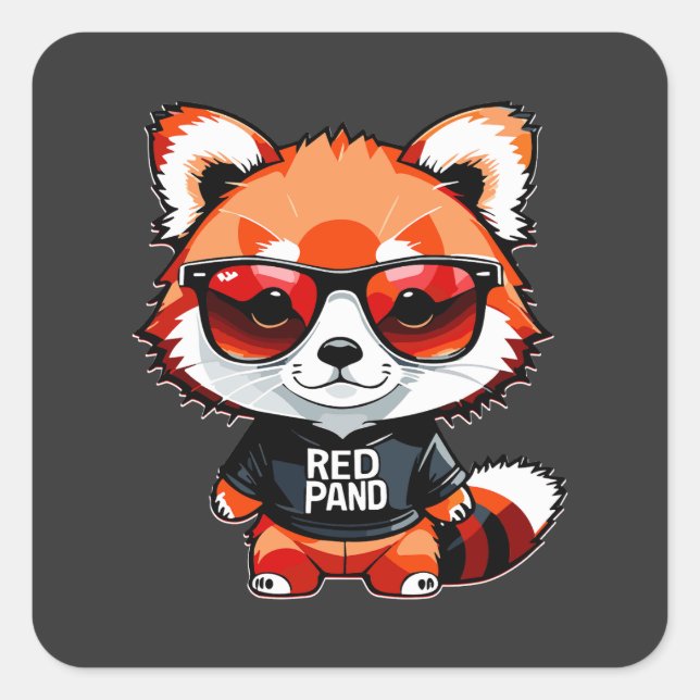 Chibi-Rotpanda-Junges Quadratischer Aufkleber (Vorderseite)