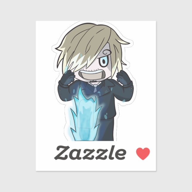 Chibi Sanji Blue Flame - Anime Style Sticker (Blatt)