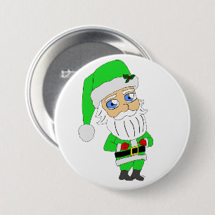 Chibi-Santa im grünen Anzug Button