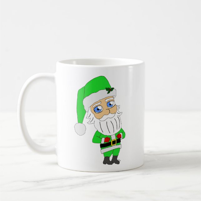 Chibi-Santa im grünen Anzug Kaffeetasse (Links)
