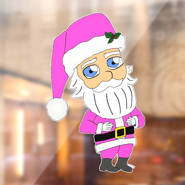 Chibi-Santa im rosa Anzug Fensteraufkleber (Blatt 2)