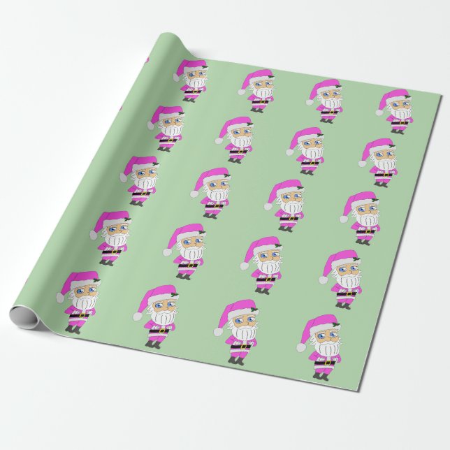 Chibi-Santa im rosa Anzug Geschenkpapier (Ungerollt)