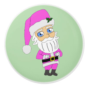 Chibi-Santa im rosa Anzug Keramikknauf
