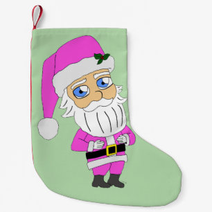 Chibi-Santa im rosa Anzug Kleiner Weihnachtsstrumpf