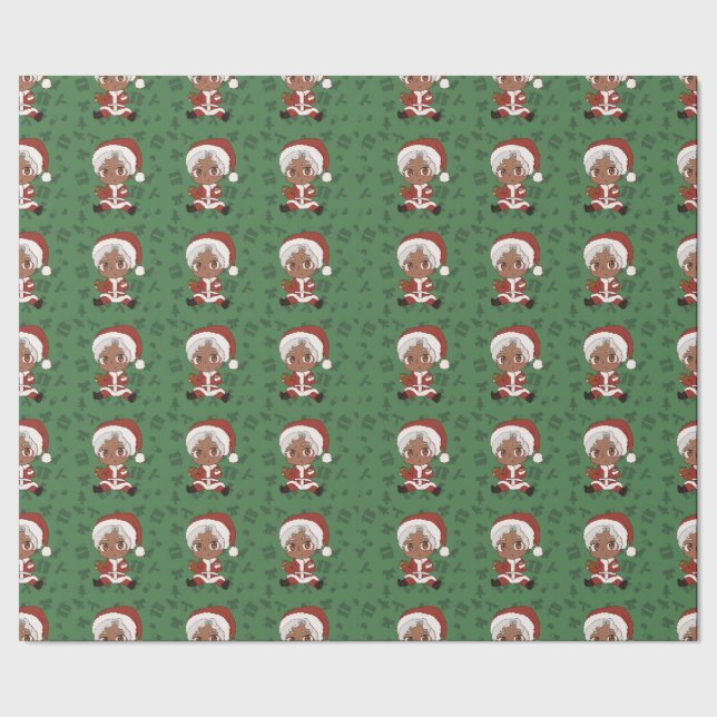 Chibi Santa (Version 3) Geschenkpapier (Saum)