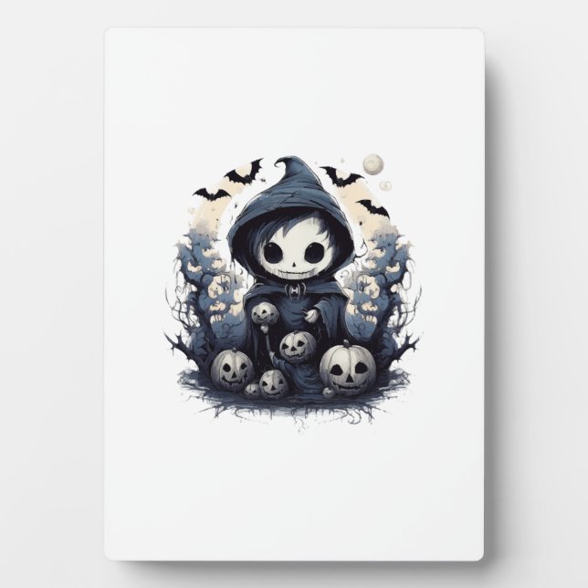 Chibi-Sensenmann Halloween - Whimsical Dark Fan Fotoplatte (Vorderseite)