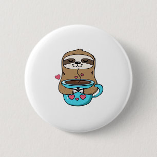 Chibi Sloth Coffee Lover - Niedlich Kawaii Sloth H Button