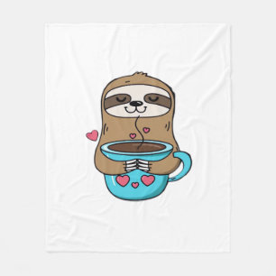 Chibi Sloth Coffee Lover - Niedlich Kawaii Sloth H Fleecedecke